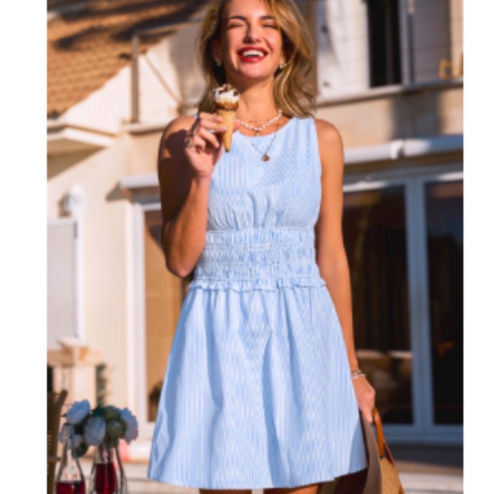 NWT Cupshe Sleeveless Blue Striped Dress mini